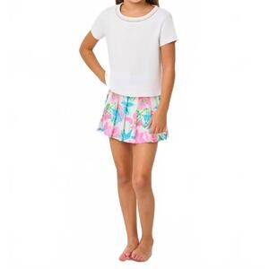 NEW LILLY PULITZER girls sylvana skort in resort white viney liney